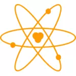 Illustrazione del diagramma di un atomo in colore arancione