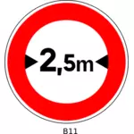 Vektorgrafik med ingen åtkomst för fordon vars bredd överstiger 2,5 m trafik tecken