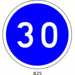 Clip art wektor z ograniczenia prędkości 30 km/h niebieski okrągły francuskiej drogowskaz