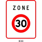 Vektor ilustrasi 30mph kecepatan pembatasan zona persegi Perancis roadsign