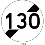 Vector image of end of 130mph speed limit road sign