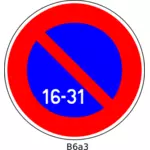 Vektorikuva pysäköinnistä kielletty 16.–31.12.2019 Ranskalainen liikennemerkki