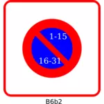 Vector clip art of blue and red square parking prohibitory panel