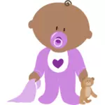 Imagem de bebê na roupa roxa
