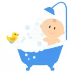 Cartoon jungen ein Bad zu nehmen