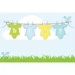 בגדי תינוקות על חבל כביסה