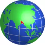 Bangladesch auf Globus