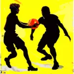 Basketball game scene silhouette vector sketch drawing