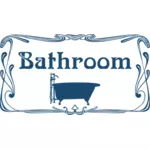 Vektorigrafiikka kylpyhuoneen sinisestä koristellusta ovimerkin merkistä