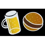 Cerveza y hamburguesa