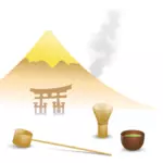 जापानी चाय दृश्य वेक्टर ड्राइंग