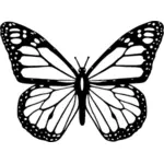 वेक्टर क्लिप आर्ट वाइड के साथ काले और सफेद तितली के पंख फैला