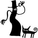 Black witch and cat