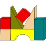 Desen de blocuri de constructii din lemn de culoare vector