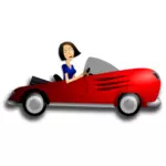 Brunette girl driving coupe vector image