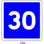 30 קמ ש מהירות להגביל את האיור וקטור roadsign מרובע הצרפתית כחולים