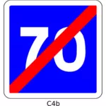 Vektor-Cliparts von Ende 70mph Geschwindigkeit begrenzen blaue quadratische französische roadsign