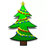 Pohon Natal dihiasi dengan lampu warna-warni