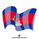 Государство Камбоджа размахивает флагом