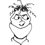 Homem sorridente com imagem vetorial de cabelo encaracolado