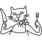 Imagine vectorială de pisică gata să mănânc
