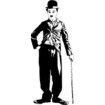 Charlie Chaplin with a stick vector illustration