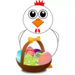 Huhn hinter hinter Ostern Eier Korb-Vektor-illustration