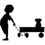 Child pulling wagon