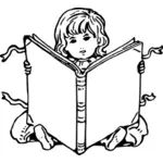 Barn med book illustrasjon