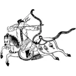Archer chinois avec un cheval vector images clipart