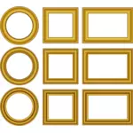Vektorový obrázek set zlatých rámečků