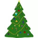 Árvore de Natal com desenho vetorial de ornamentos