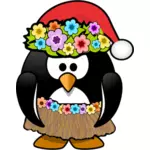 Hula Pinguin bereit mit Weihnachten Hut Vektor-ClipArt