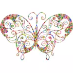 Chromatische betegelde bloeien vlinder silhouet