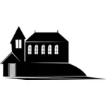 Igreja em ilustração de vetcor colina