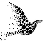 Vector illustraties van vogel silhouet getrokken uit zwarte stippen