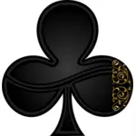 Vektorový obrázek jetel znamení pro hazardní karetní zaoblené spirálovitou výzdobou