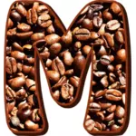 M dengan biji kopi