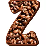 Huruf Z dengan biji kopi