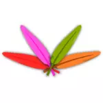 Vector clip art of four crossed color feathers