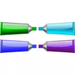 Image of green, blue, purple and cyan colour tubes