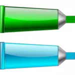 녹색과 청록색 컬러 튜브의 벡터 이미지