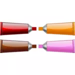 लाल, नारंगी, भूरा और गुलाबी रंग ट्यूबों के ड्राइंग