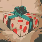 Christmas present box with green ribbon vector image