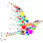 Vektor menggambar lingkaran berwarna yang membentuk bentuk burung