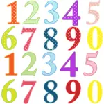 Angka-angka warna-warni ilustrasi