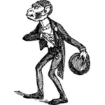 Illustrazione di caricatura di scimmia umanoide