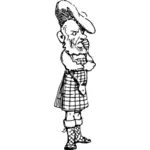 Mannen i skotsk kjol karikatyr ritning