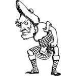 Omul ghemuite în caricatură scoţian fusta desen