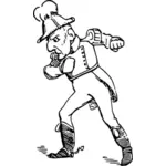 Старый полицейский, борьба с кулаками комический персонаж векторное изображение